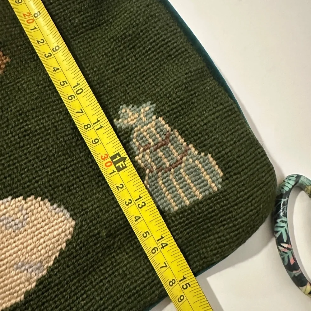 Vintage Santa Needlepoint pillowcase with velvet back.